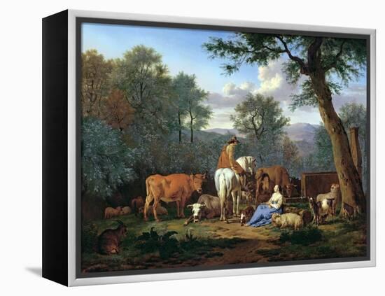 Landscape with Cattle and Figures, 1664-Adriaen van de Velde-Framed Premier Image Canvas