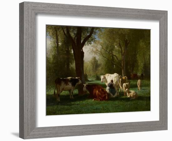 Landscape with Cattle and Sheep, 1852-8-Constant-emile Troyon-Framed Giclee Print