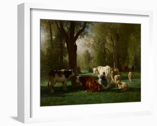 Landscape with Cattle and Sheep, 1852-8-Constant-emile Troyon-Framed Giclee Print