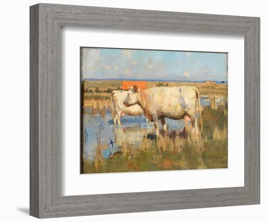 Landscape with Cattle, C.1883-85 (Oil on Canvas)-Joseph Crawhall-Framed Giclee Print