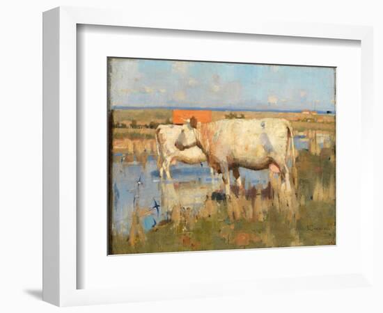 Landscape with Cattle, C.1883-85 (Oil on Canvas)-Joseph Crawhall-Framed Giclee Print
