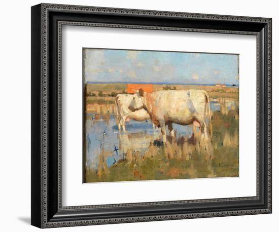 Landscape with Cattle, C.1883-85 (Oil on Canvas)-Joseph Crawhall-Framed Giclee Print