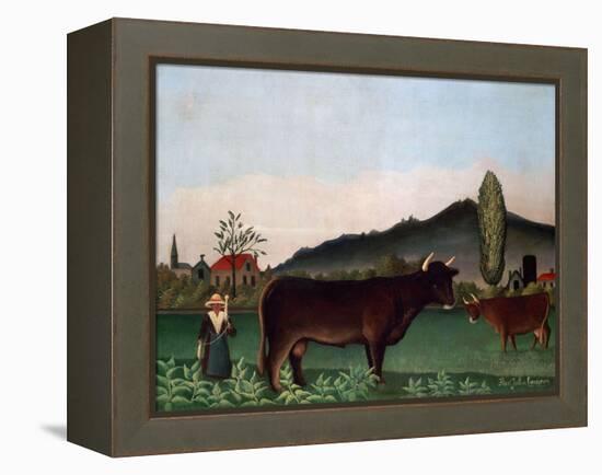 Landscape with Cattle, C. 1900-Henri Rousseau-Framed Premier Image Canvas