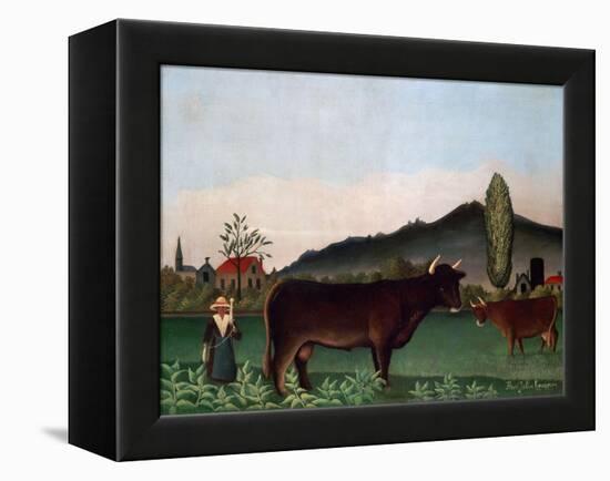 Landscape with Cattle, C. 1900-Henri Rousseau-Framed Premier Image Canvas