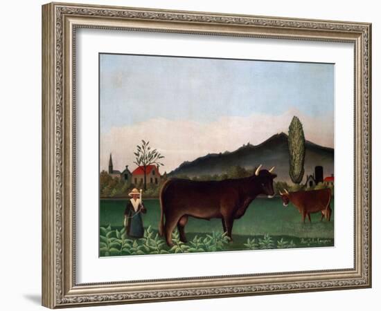 Landscape with Cattle, C. 1900-Henri Rousseau-Framed Giclee Print