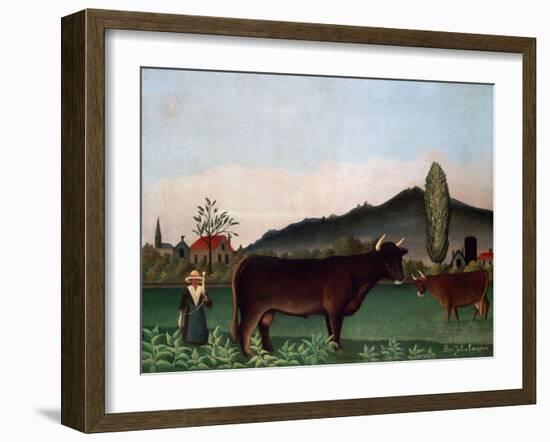 Landscape with Cattle, C. 1900-Henri Rousseau-Framed Giclee Print