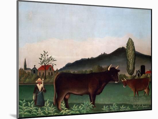Landscape with Cattle, C. 1900-Henri Rousseau-Mounted Giclee Print