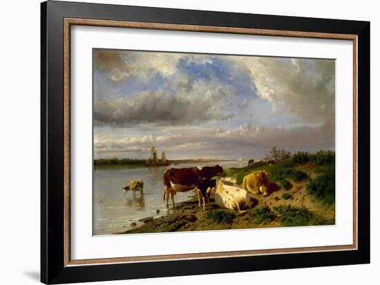 Landscape with Cattle, (Oil on Canvas)-Anton Mauve-Framed Giclee Print