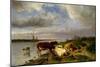 Landscape with Cattle, (Oil on Canvas)-Anton Mauve-Mounted Giclee Print