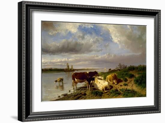 Landscape with Cattle, (Oil on Canvas)-Anton Mauve-Framed Giclee Print