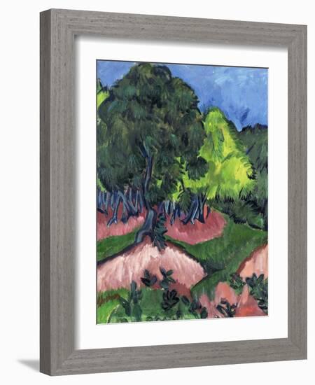 Landscape with Chestnut Tree; Landschaft Mit Kastanienbaum, 1913-Ernst Ludwig Kirchner-Framed Giclee Print