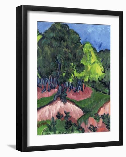 Landscape with Chestnut Tree; Landschaft Mit Kastanienbaum, 1913-Ernst Ludwig Kirchner-Framed Giclee Print