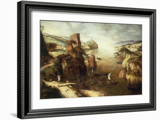 Landscape with Christ appearing to his Disciples at the Sea of Galilee, 1553-Pieter Breugel the Elder-Framed Giclee Print
