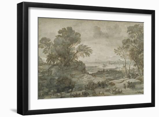 Landscape with Christ Preaching the Sermon on the Mount-Claude Lorraine-Framed Giclee Print