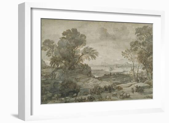 Landscape with Christ Preaching the Sermon on the Mount-Claude Lorraine-Framed Giclee Print