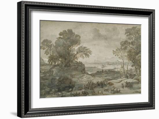 Landscape with Christ Preaching the Sermon on the Mount-Claude Lorraine-Framed Giclee Print