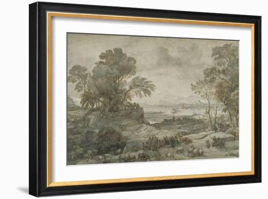 Landscape with Christ Preaching the Sermon on the Mount-Claude Lorraine-Framed Giclee Print