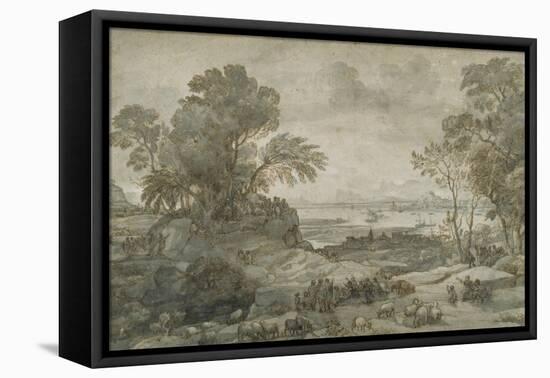 Landscape with Christ Preaching the Sermon on the Mount-Claude Lorraine-Framed Premier Image Canvas