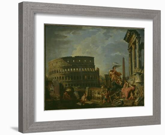 Landscape With Colosseum-Giovanni Paolo Pannini-Framed Giclee Print