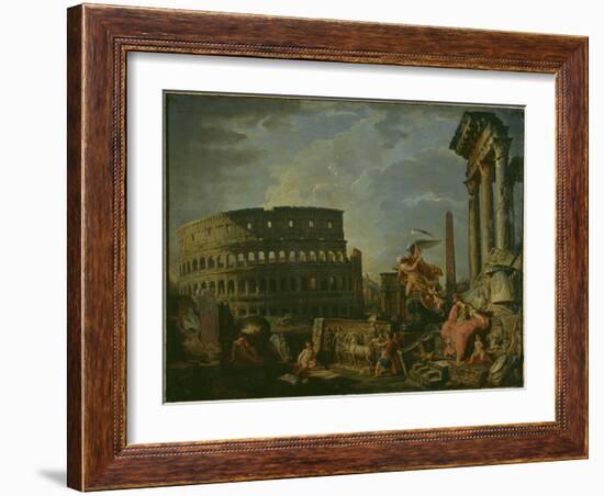 Landscape With Colosseum-Giovanni Paolo Pannini-Framed Giclee Print