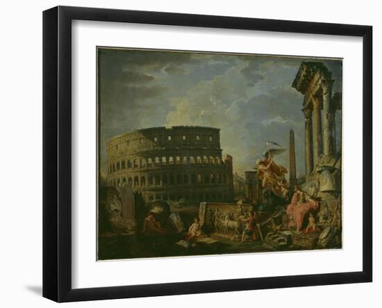 Landscape With Colosseum-Giovanni Paolo Pannini-Framed Giclee Print