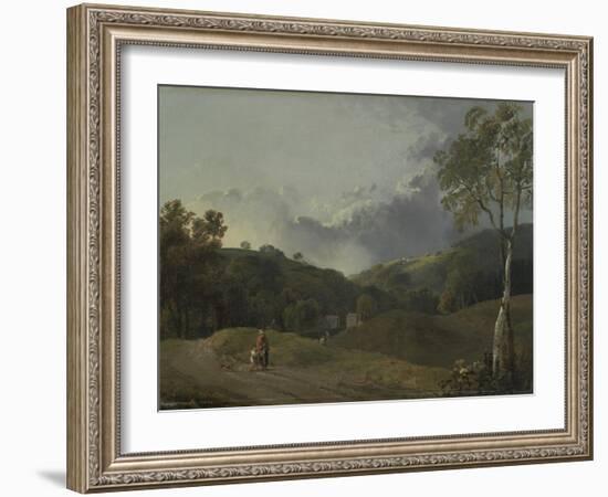 Landscape with Cottagers-George the Elder Barret-Framed Giclee Print