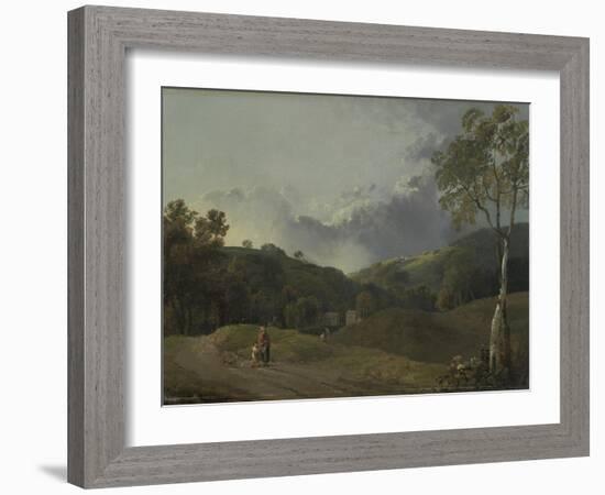 Landscape with Cottagers-George the Elder Barret-Framed Giclee Print