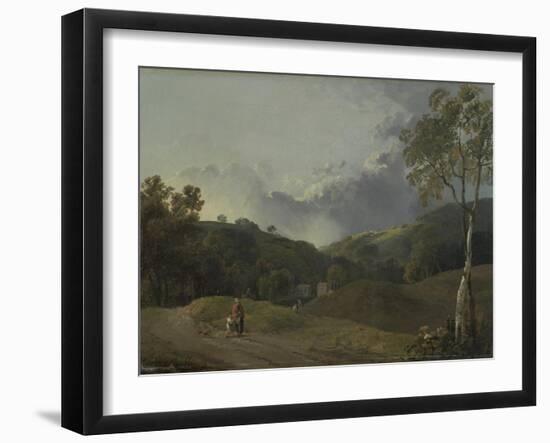 Landscape with Cottagers-George the Elder Barret-Framed Giclee Print