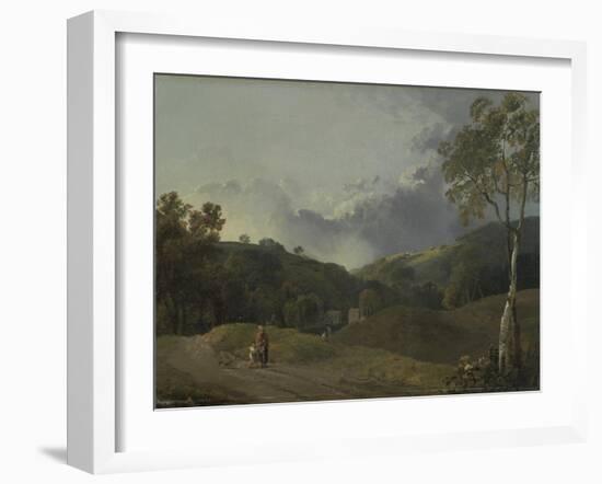 Landscape with Cottagers-George the Elder Barret-Framed Giclee Print
