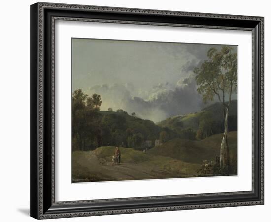 Landscape with Cottagers-George the Elder Barret-Framed Giclee Print