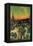 Landscape with Couple Walking and Crescent Moon-Vincent van Gogh-Framed Stretched Canvas
