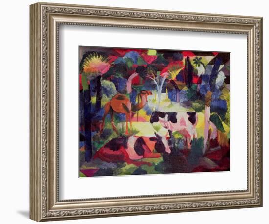 Landscape with Cows and a Camel-Auguste Macke-Framed Giclee Print