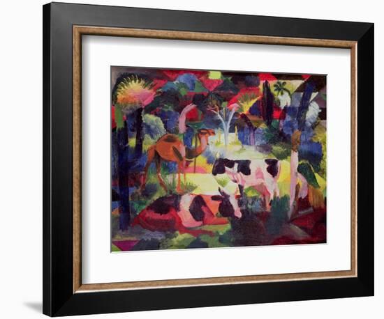 Landscape with Cows and a Camel-Auguste Macke-Framed Giclee Print