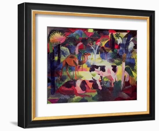 Landscape with Cows and a Camel-Auguste Macke-Framed Giclee Print