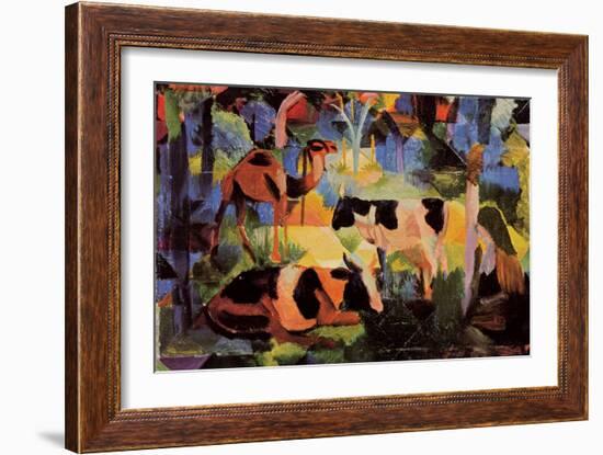 Landscape with Cows and Camels-Auguste Macke-Framed Art Print