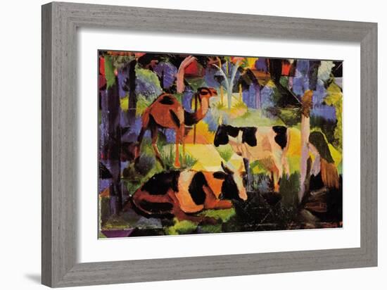 Landscape with Cows and Camels-Auguste Macke-Framed Art Print