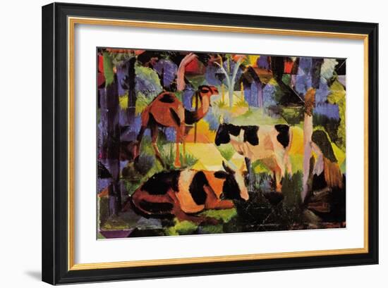 Landscape with Cows and Camels-Auguste Macke-Framed Art Print