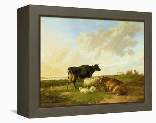 Landscape with Cows and Sheep, 1850-Thomas Sidney Cooper-Framed Premier Image Canvas