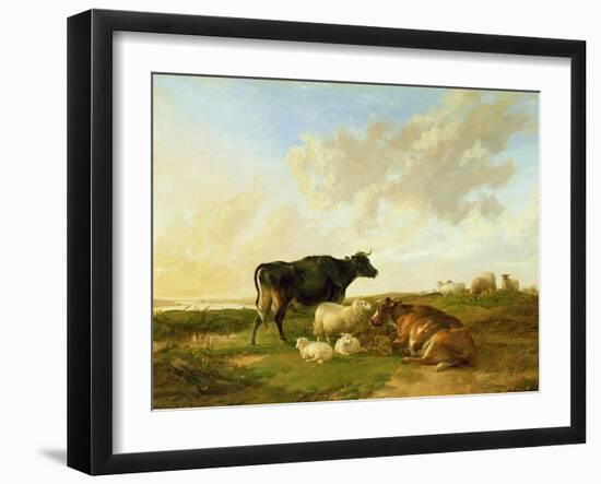 Landscape with Cows and Sheep, 1850-Thomas Sidney Cooper-Framed Giclee Print