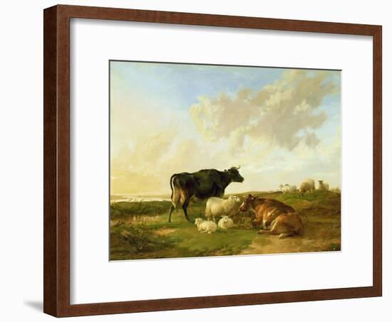 Landscape with Cows and Sheep, 1850-Thomas Sidney Cooper-Framed Giclee Print