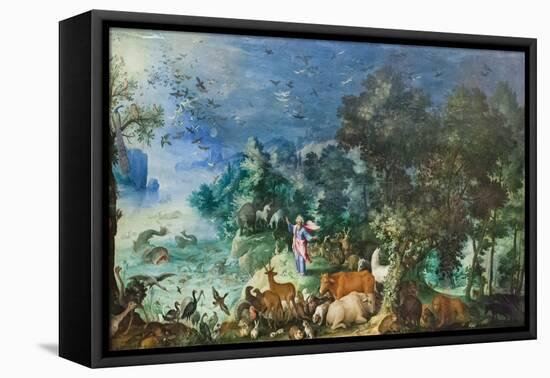 Landscape with Creation of the Animals, (Painting)-Jan the Elder Brueghel-Framed Premier Image Canvas