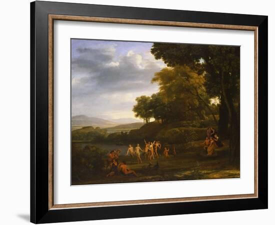 Landscape with Dancing Satyrs and Nymphs, 1646-Claude Lorraine-Framed Giclee Print