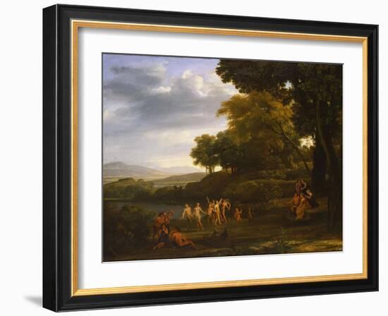 Landscape with Dancing Satyrs and Nymphs, 1646-Claude Lorraine-Framed Giclee Print