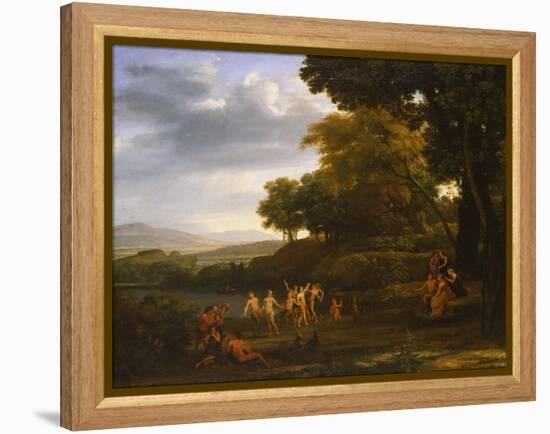 Landscape with Dancing Satyrs and Nymphs, 1646-Claude Lorraine-Framed Premier Image Canvas
