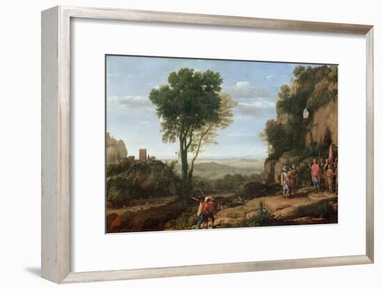 Landscape with David at the Cave of Abdullam, 1658-Claude Lorraine-Framed Giclee Print