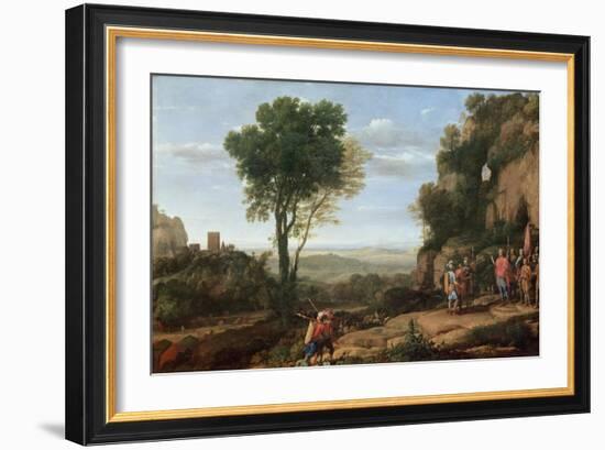 Landscape with David at the Cave of Abdullam, 1658-Claude Lorraine-Framed Giclee Print