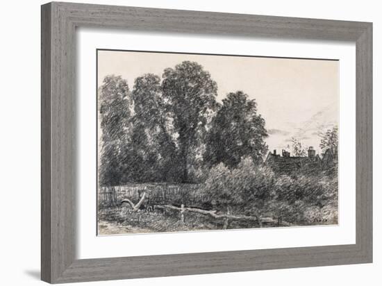 Landscape with Elm Tress and a House-John Constable-Framed Giclee Print