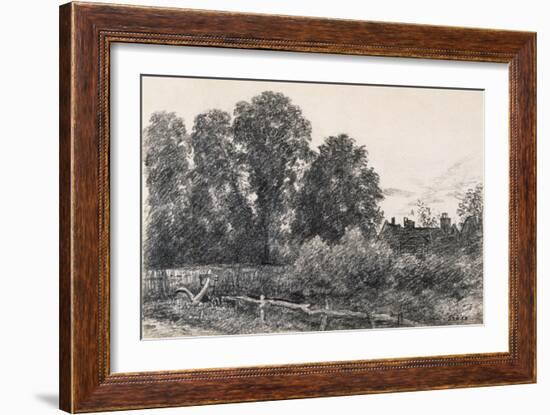 Landscape with Elm Tress and a House-John Constable-Framed Giclee Print