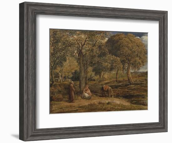 Landscape with Family Group, Possibly the Rest on the Flight into Egypt, C.1827-John Linnell-Framed Giclee Print