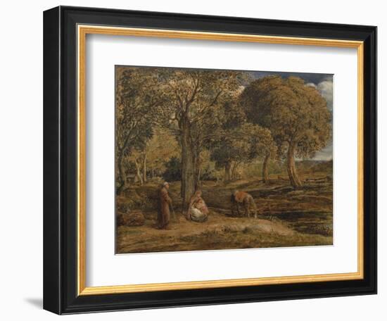 Landscape with Family Group, Possibly the Rest on the Flight into Egypt, C.1827-John Linnell-Framed Giclee Print